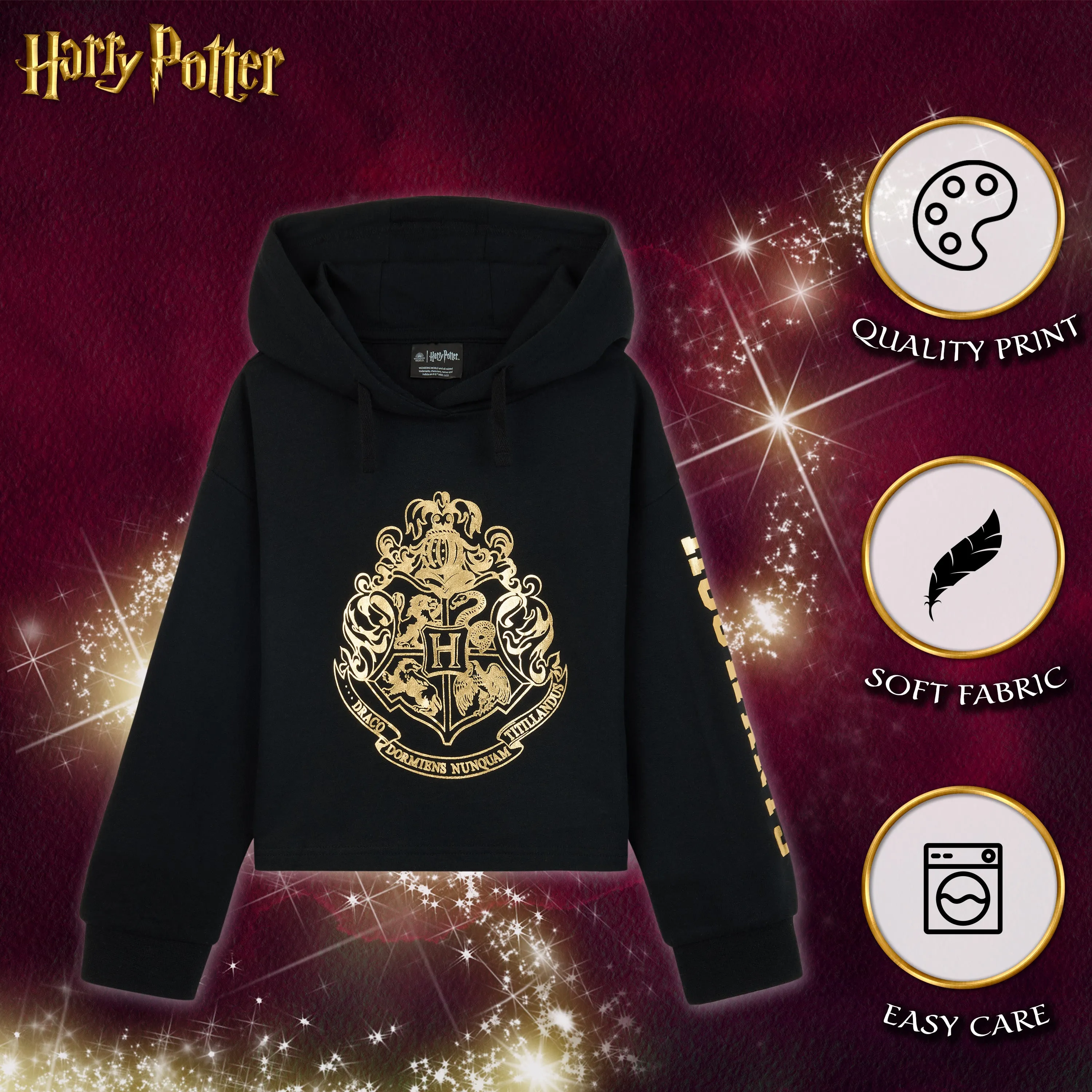 Harry Potter Hoodie Girls Teenagers Soft Hogwarts Black/Gold/Red Zip Up Hoodie Sweatshirt Girls Jumpers Age 5-14 Gifts for Girls