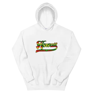 Hawaii Script ~ Flag with Black Border *ADULT HOODIE*