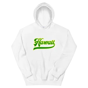 Hawaii Script ~ Green with Yellow Border *ADULT HOODIE*