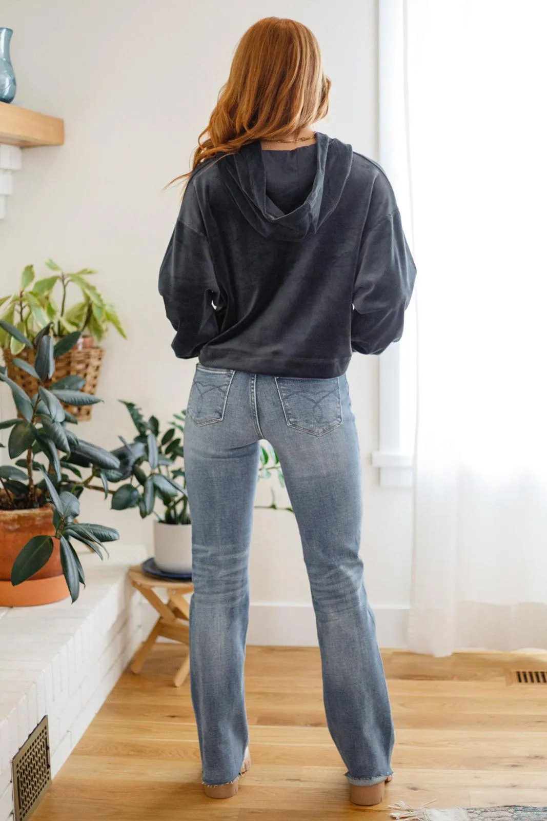 Hazel Blues® |  Velvet Icon Hoodie In Grey Blue
