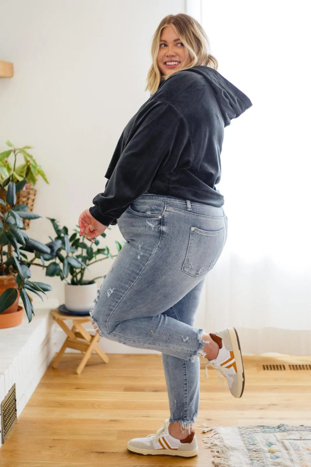 Hazel Blues® |  Velvet Icon Hoodie In Grey Blue