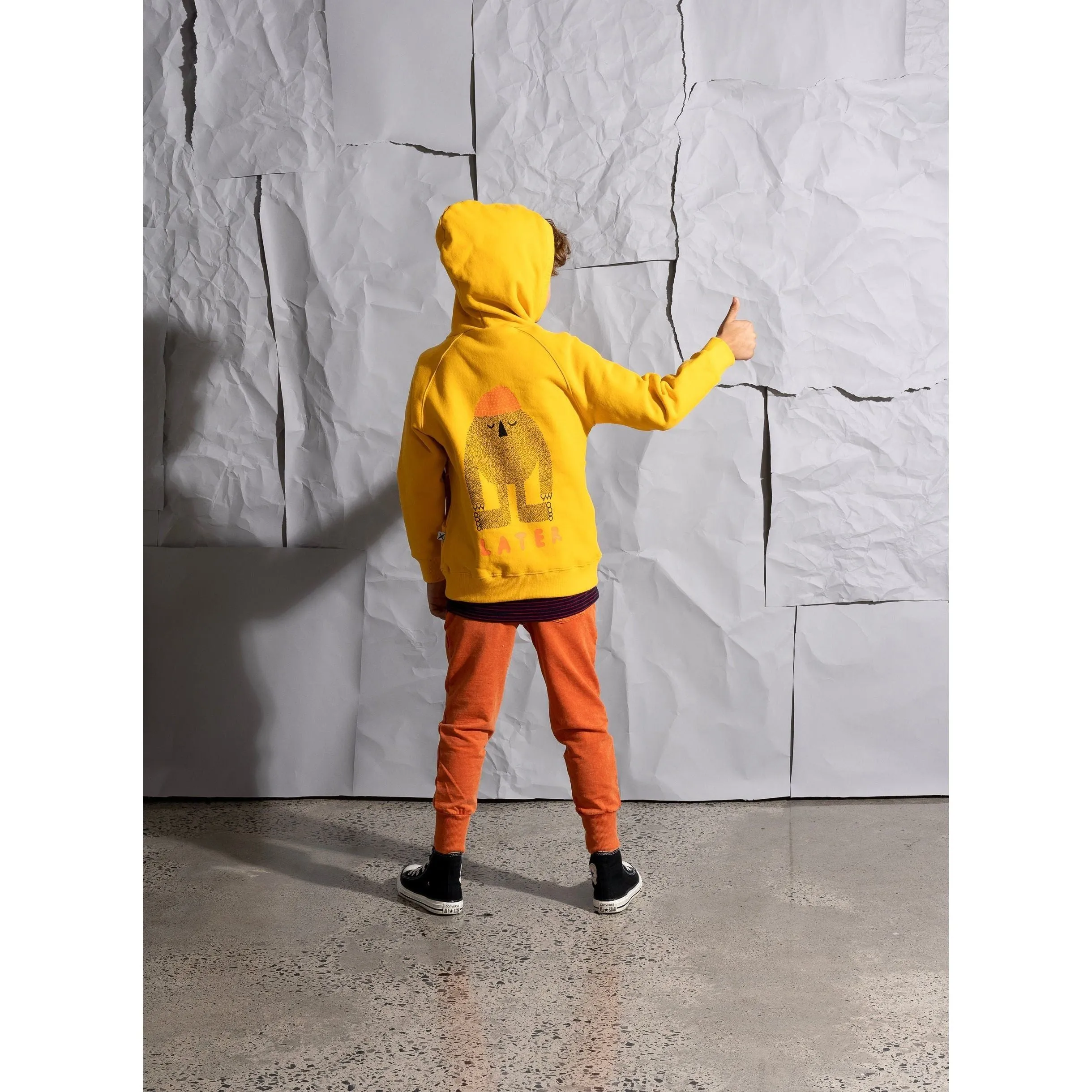Hello Later Yeti Furry Hood - Mustard