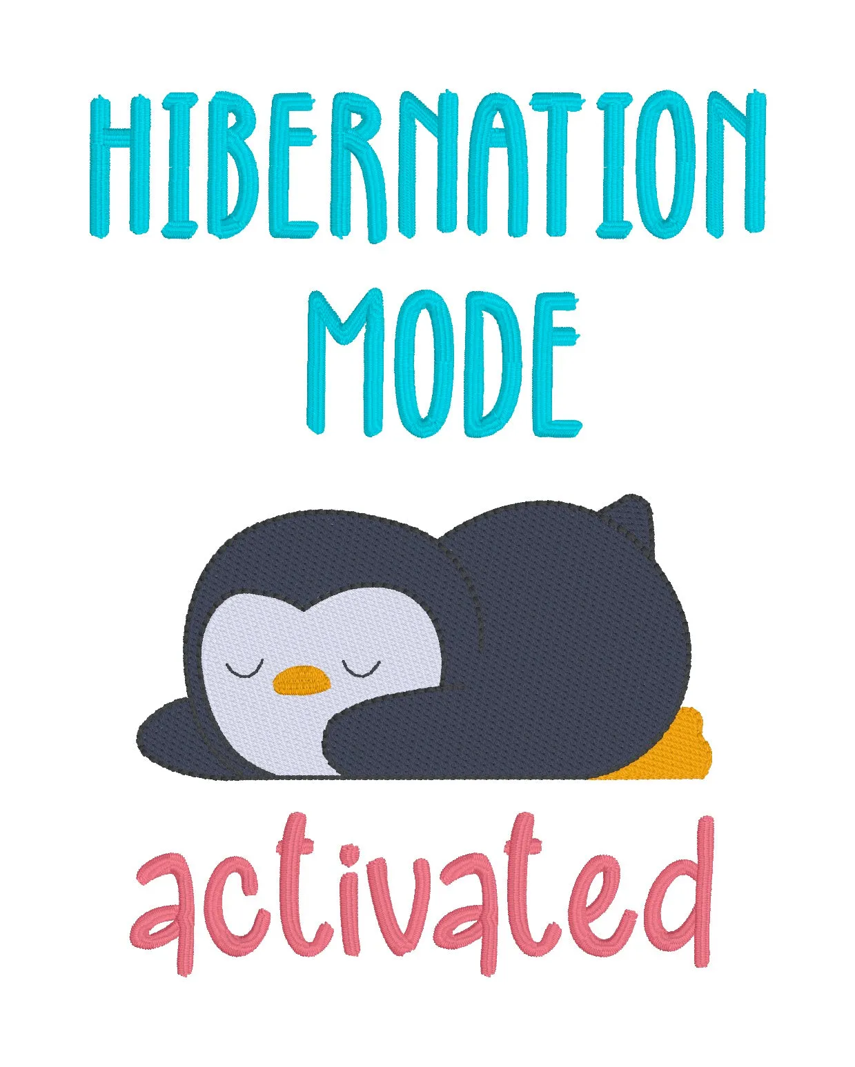 Hibernation Mode Sketchy machine embroidery design (4 sizes included) DIGITAL DOWNLOAD