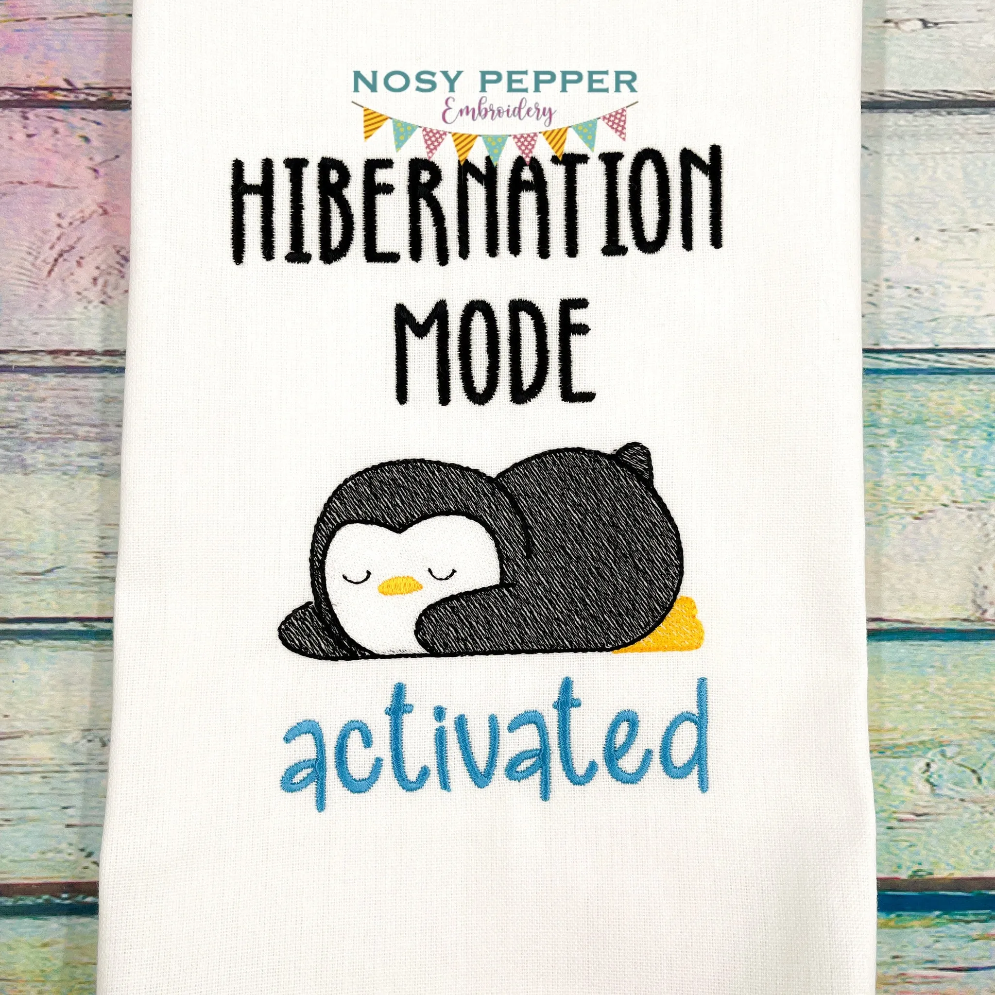 Hibernation Mode Sketchy machine embroidery design (4 sizes included) DIGITAL DOWNLOAD