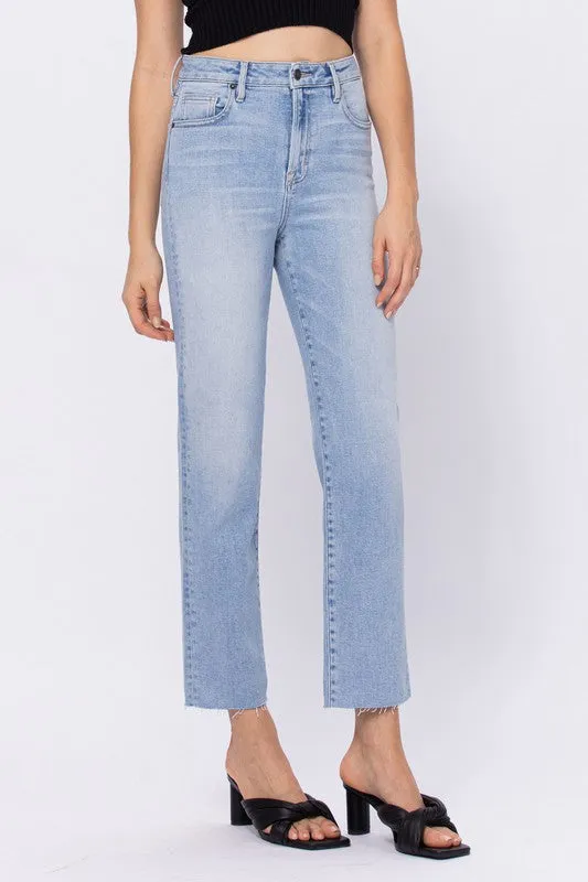 Hidden Jeans Super Light Wash Clean Straight Crop Jean