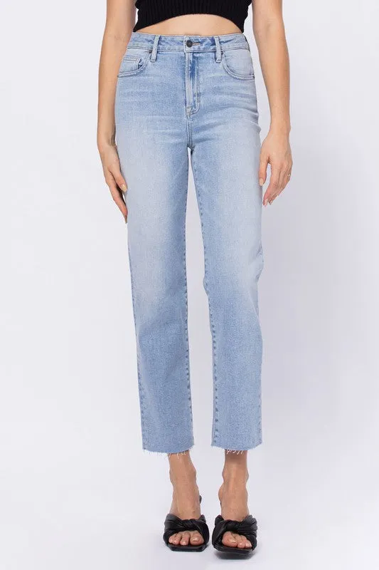 Hidden Jeans Super Light Wash Clean Straight Crop Jean