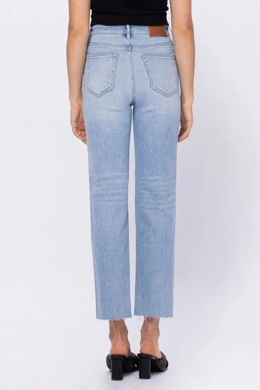 Hidden Jeans Super Light Wash Clean Straight Crop Jean
