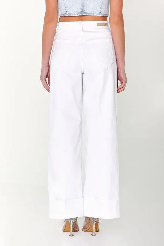 High Rise Wide Leg with Self High Cuffed Hem