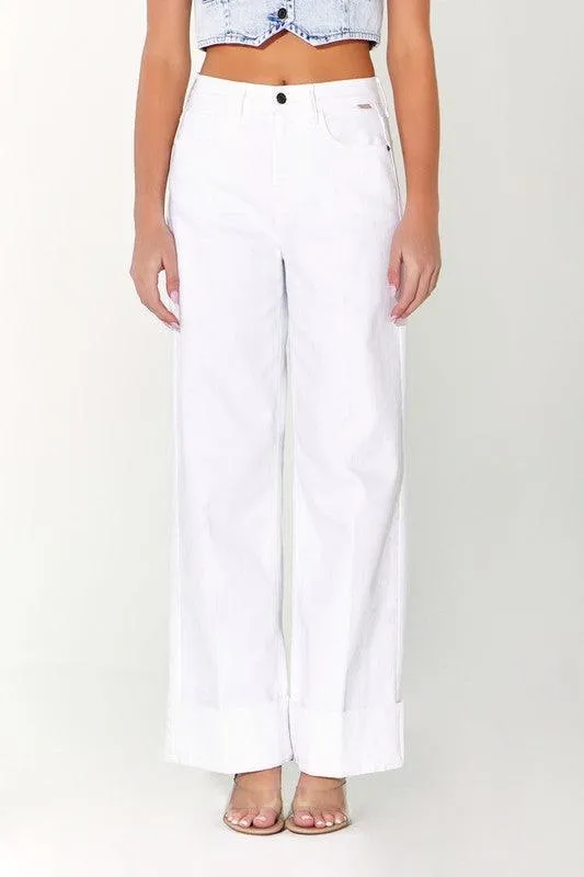 High Rise Wide Leg with Self High Cuffed Hem