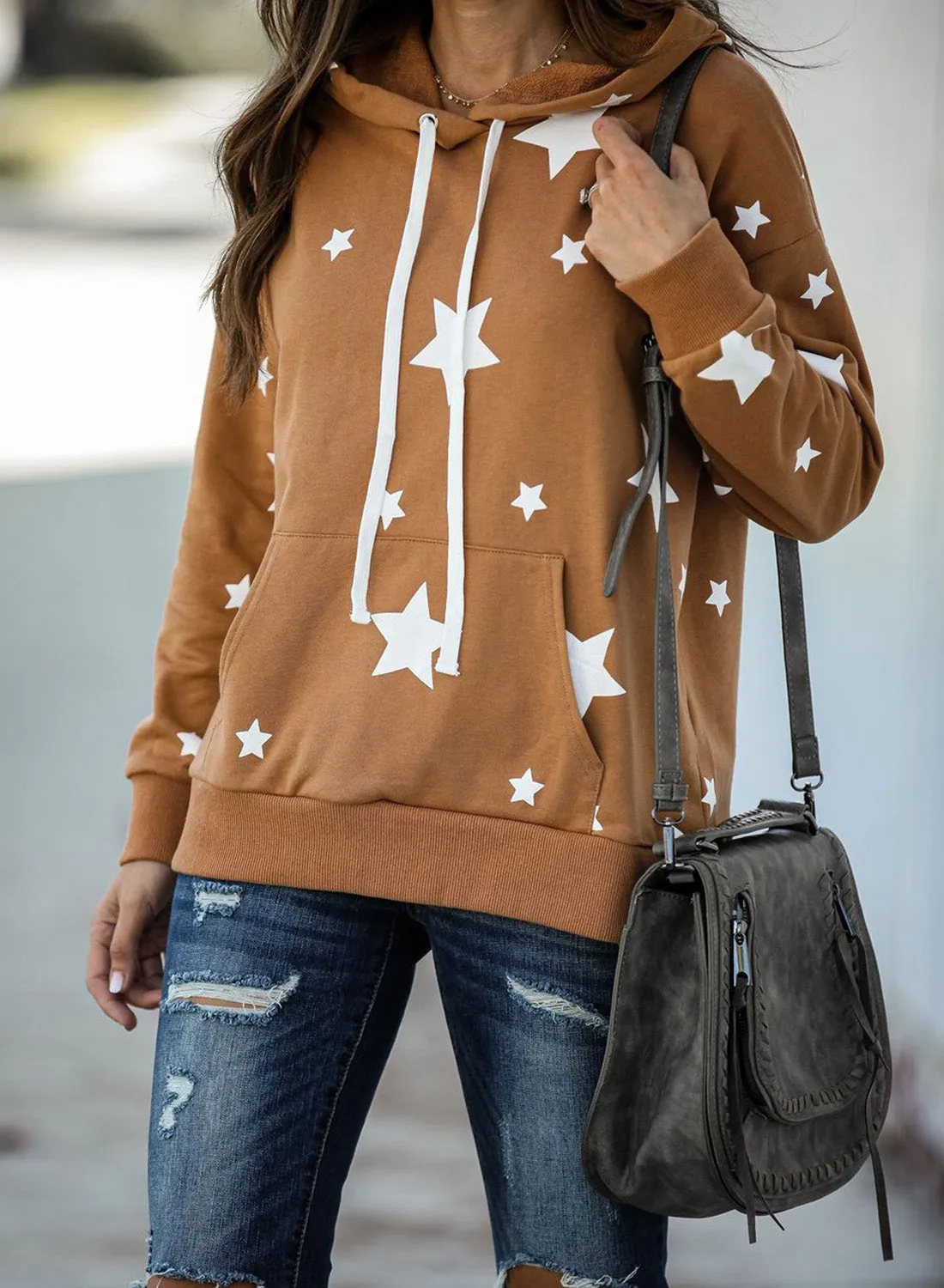 Hooded Cotton Blend Star Sweatshirt
