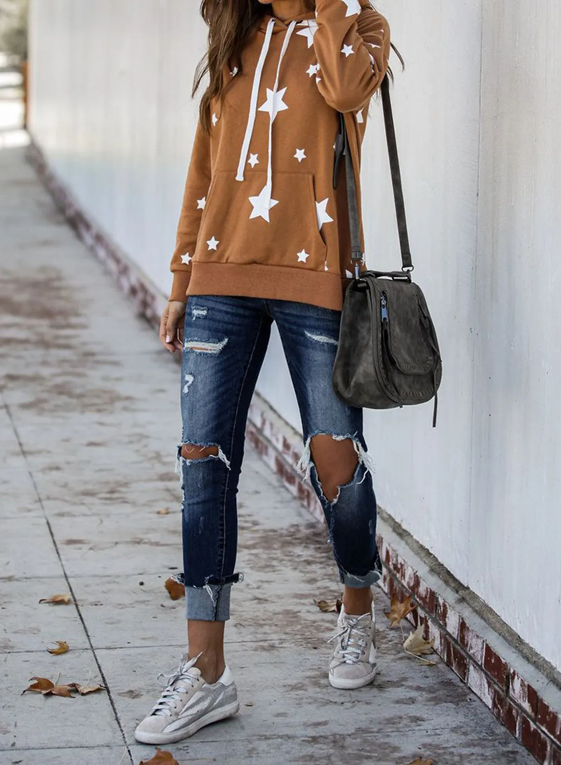 Hooded Cotton Blend Star Sweatshirt