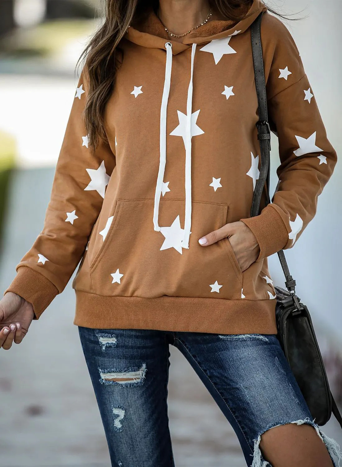 Hooded Cotton Blend Star Sweatshirt