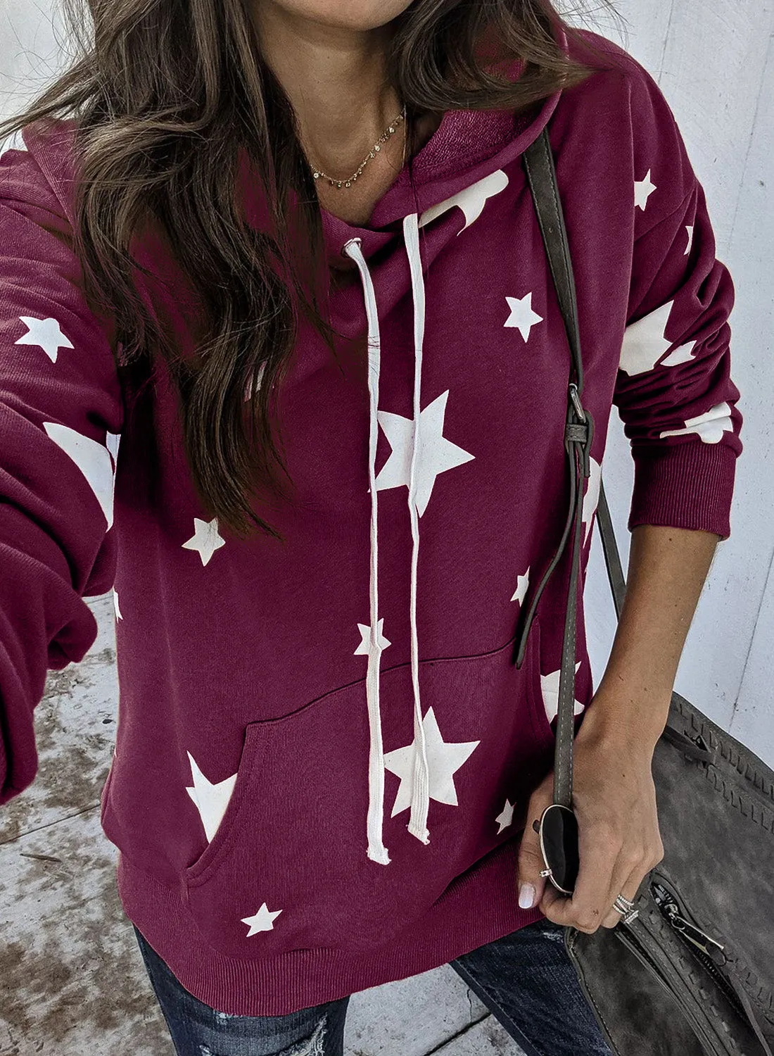 Hooded Cotton Blend Star Sweatshirt