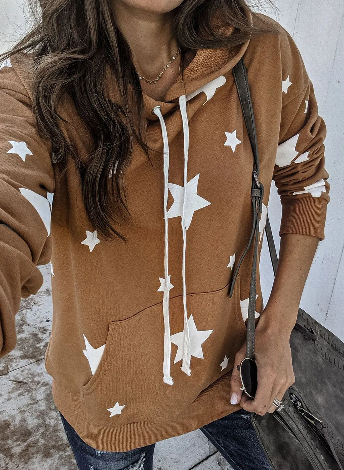 Hooded Cotton Blend Star Sweatshirt