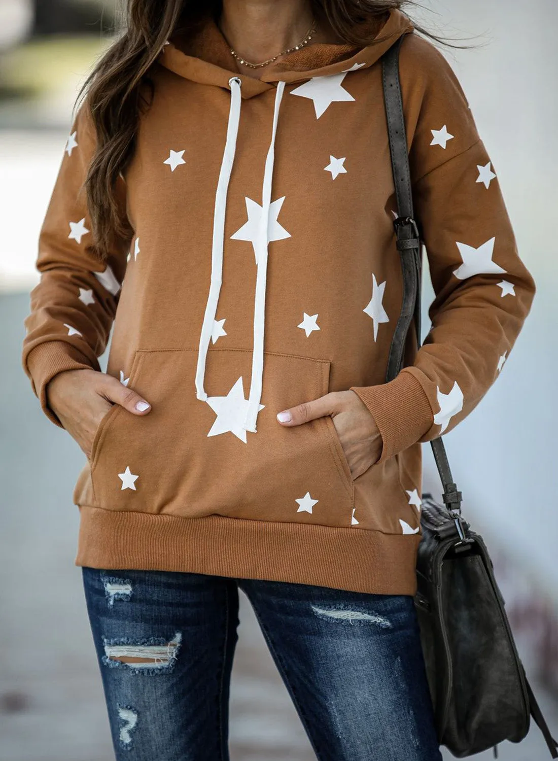 Hooded Cotton Blend Star Sweatshirt