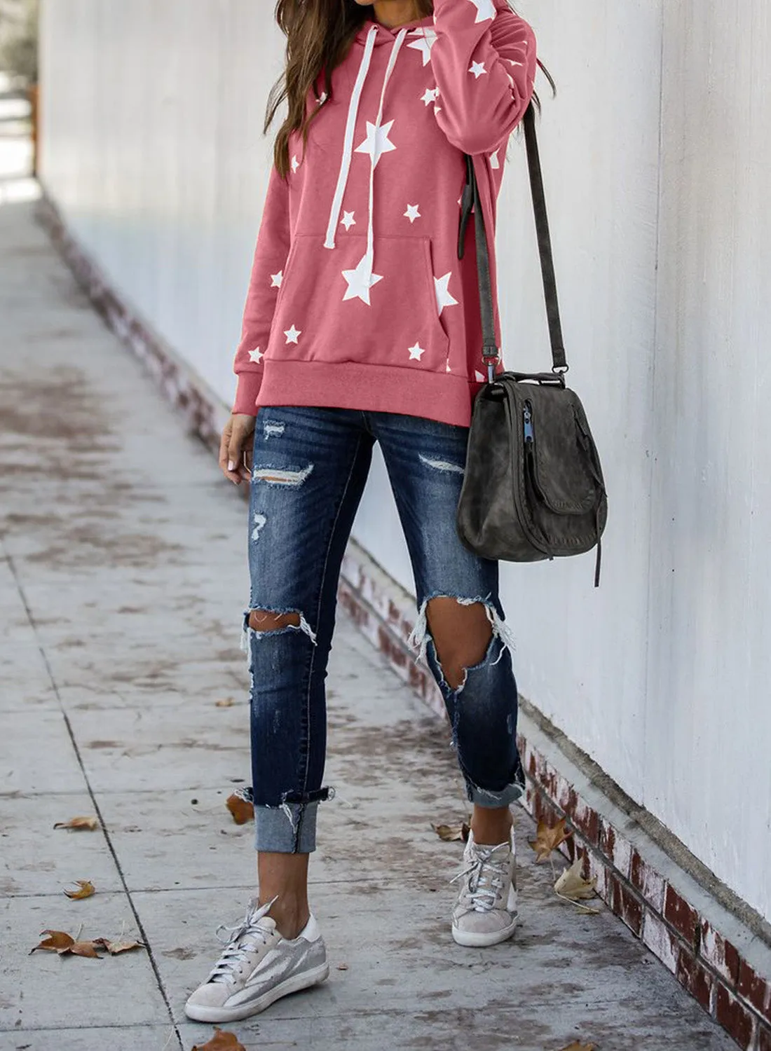Hooded Cotton Blend Star Sweatshirt