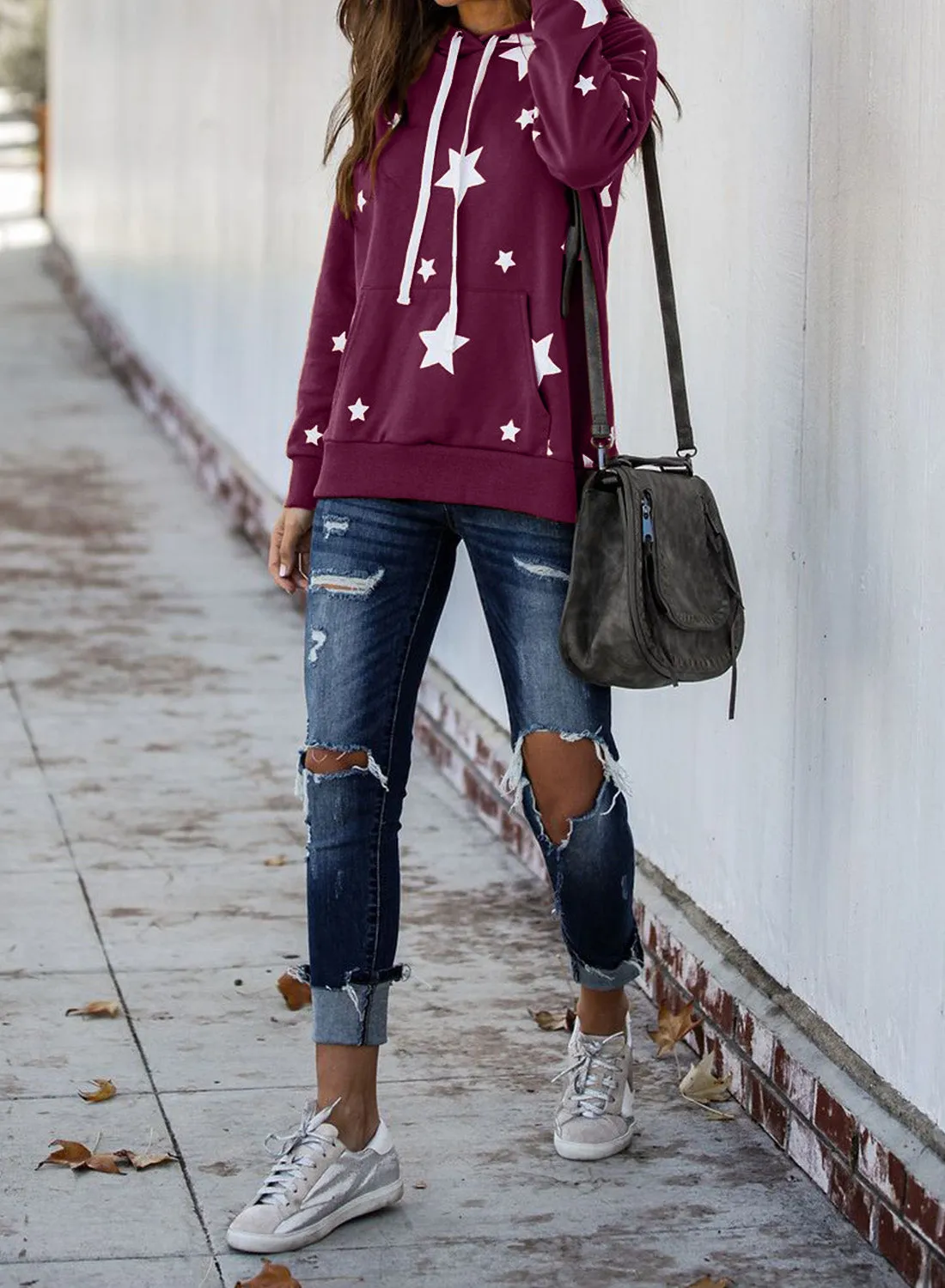 Hooded Cotton Blend Star Sweatshirt