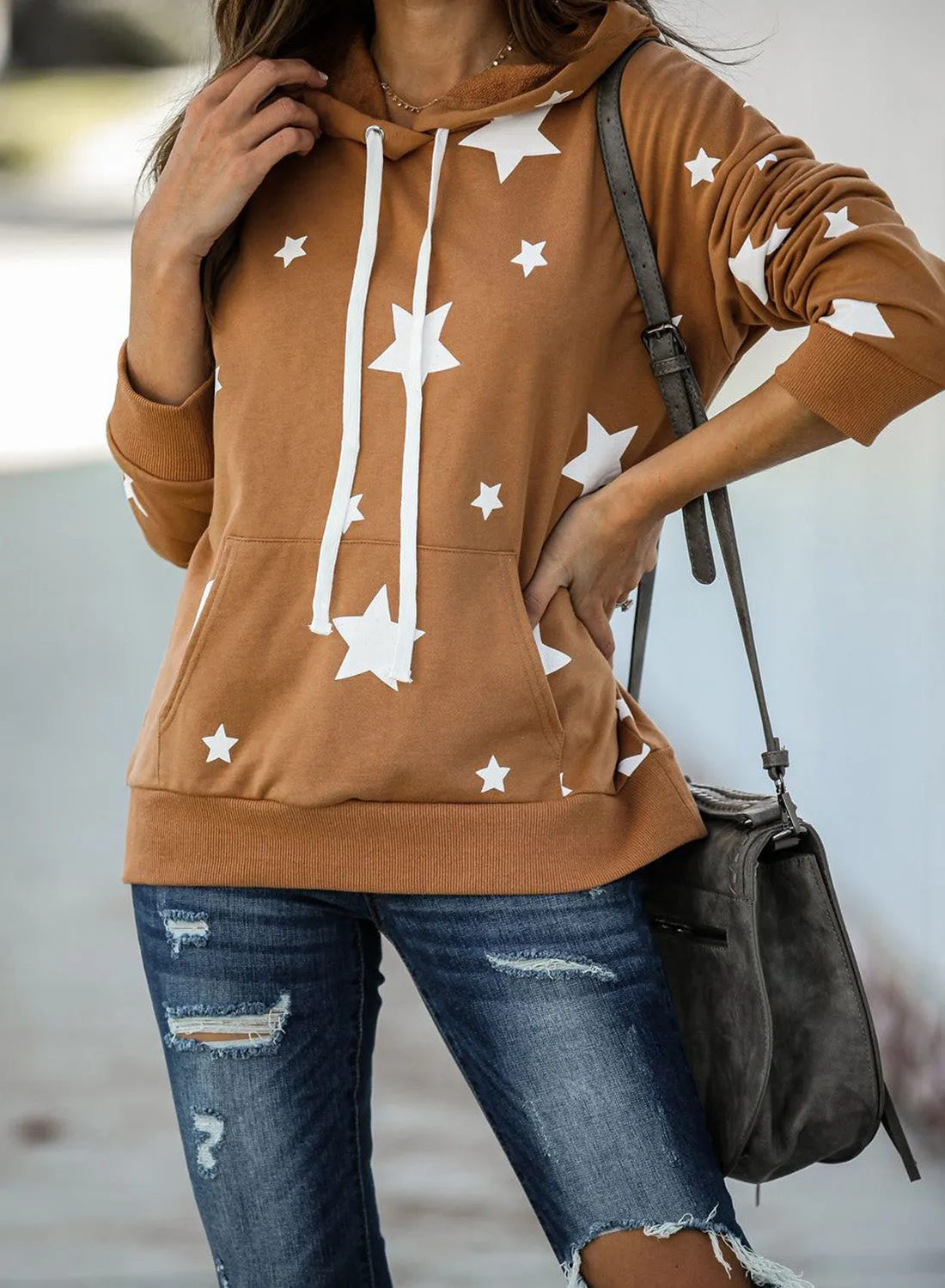 Hooded Cotton Blend Star Sweatshirt
