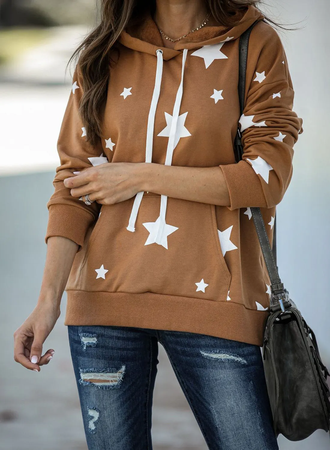 Hooded Cotton Blend Star Sweatshirt