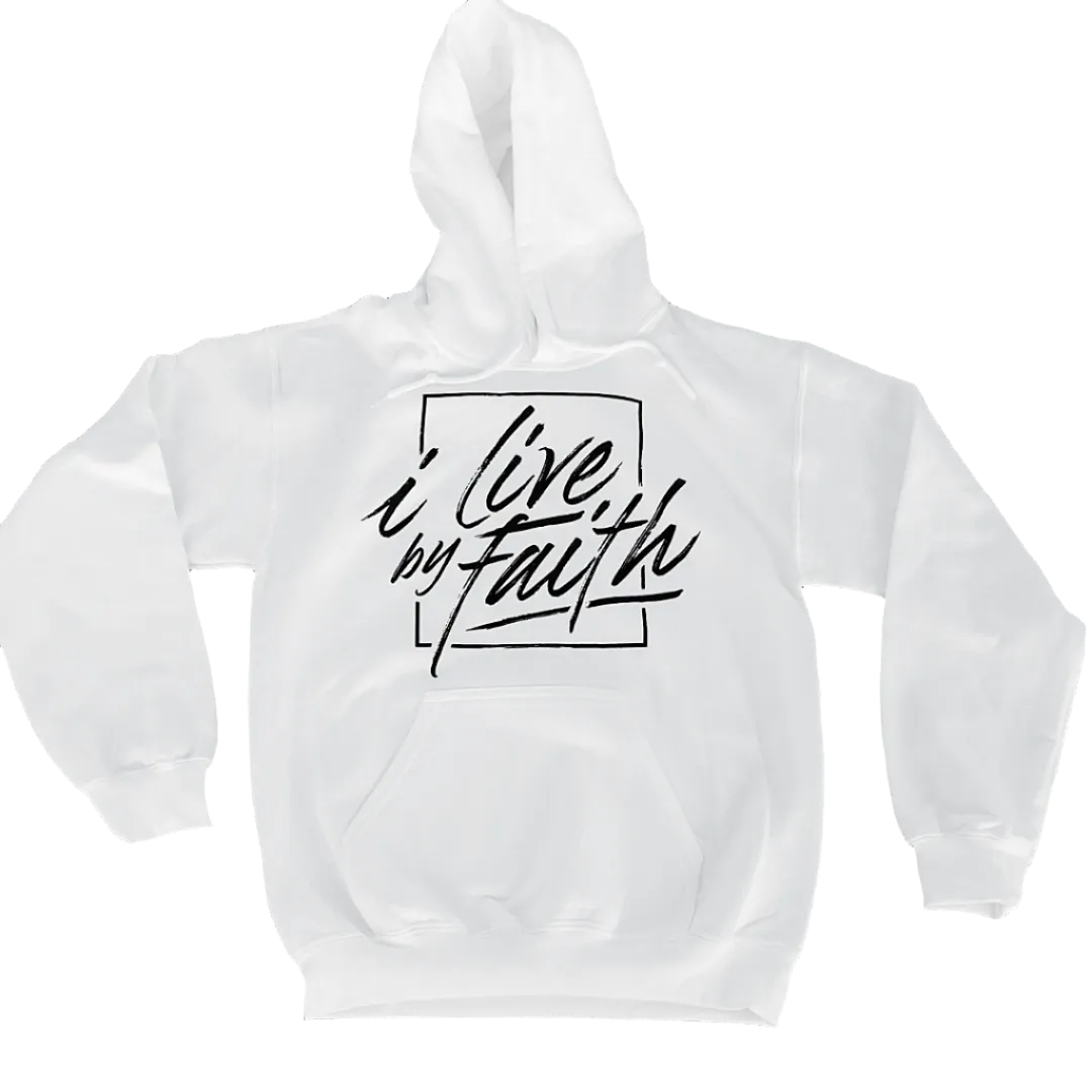 I Live By Faith Hoodie - Unisex - White/Black