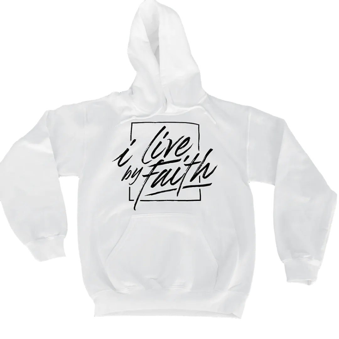 I Live By Faith Hoodie - Unisex - White/Black