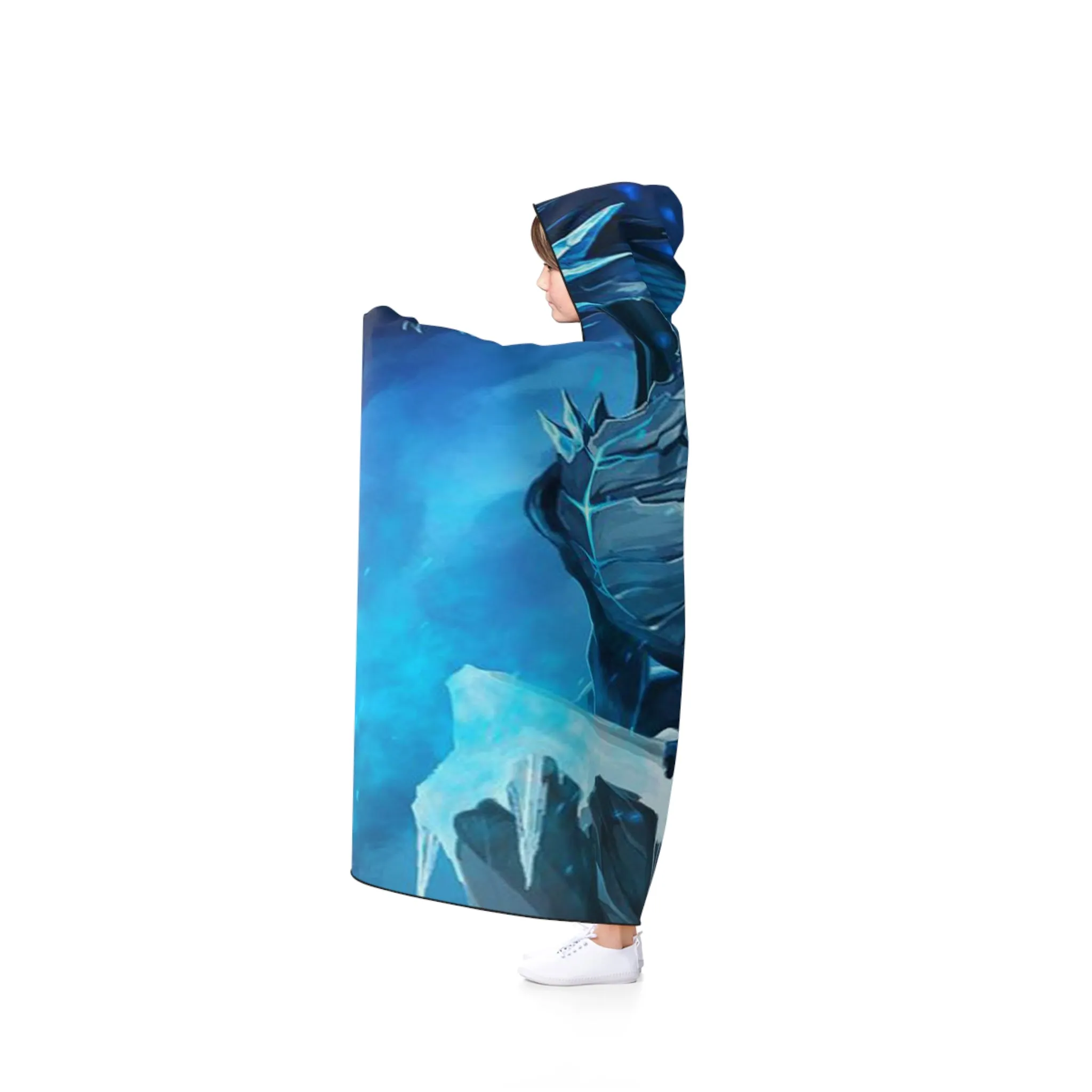Ice Blue Dragon Hooded Blanket