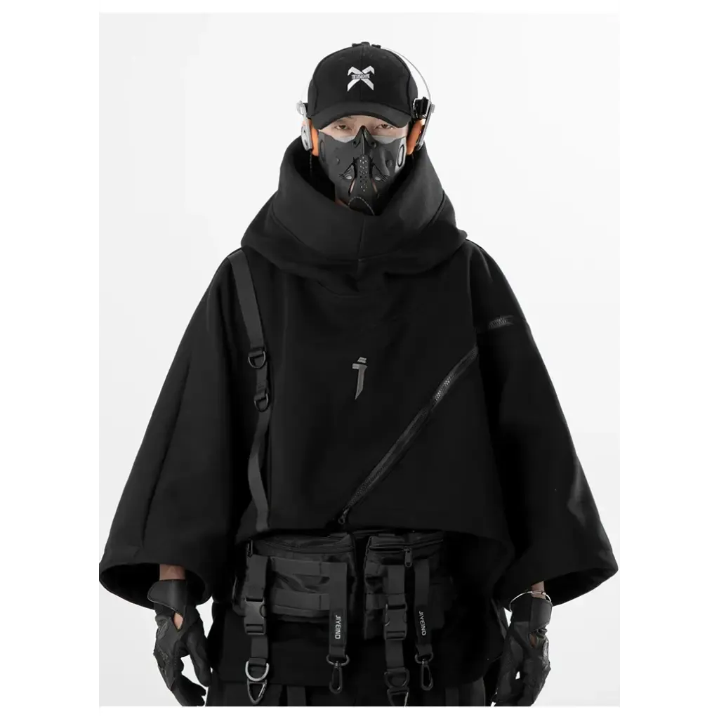 Irregular Techwear Hoodie | Asymmetrical Urban Streetwear