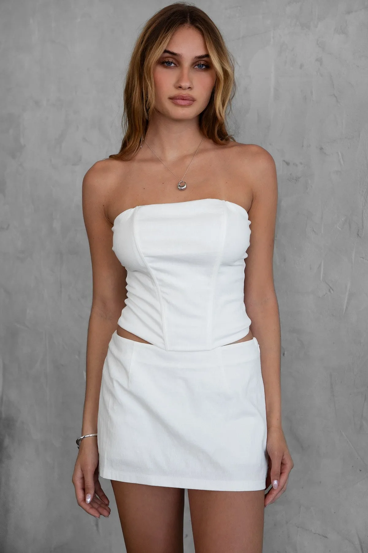 Janice white stretch linen corset