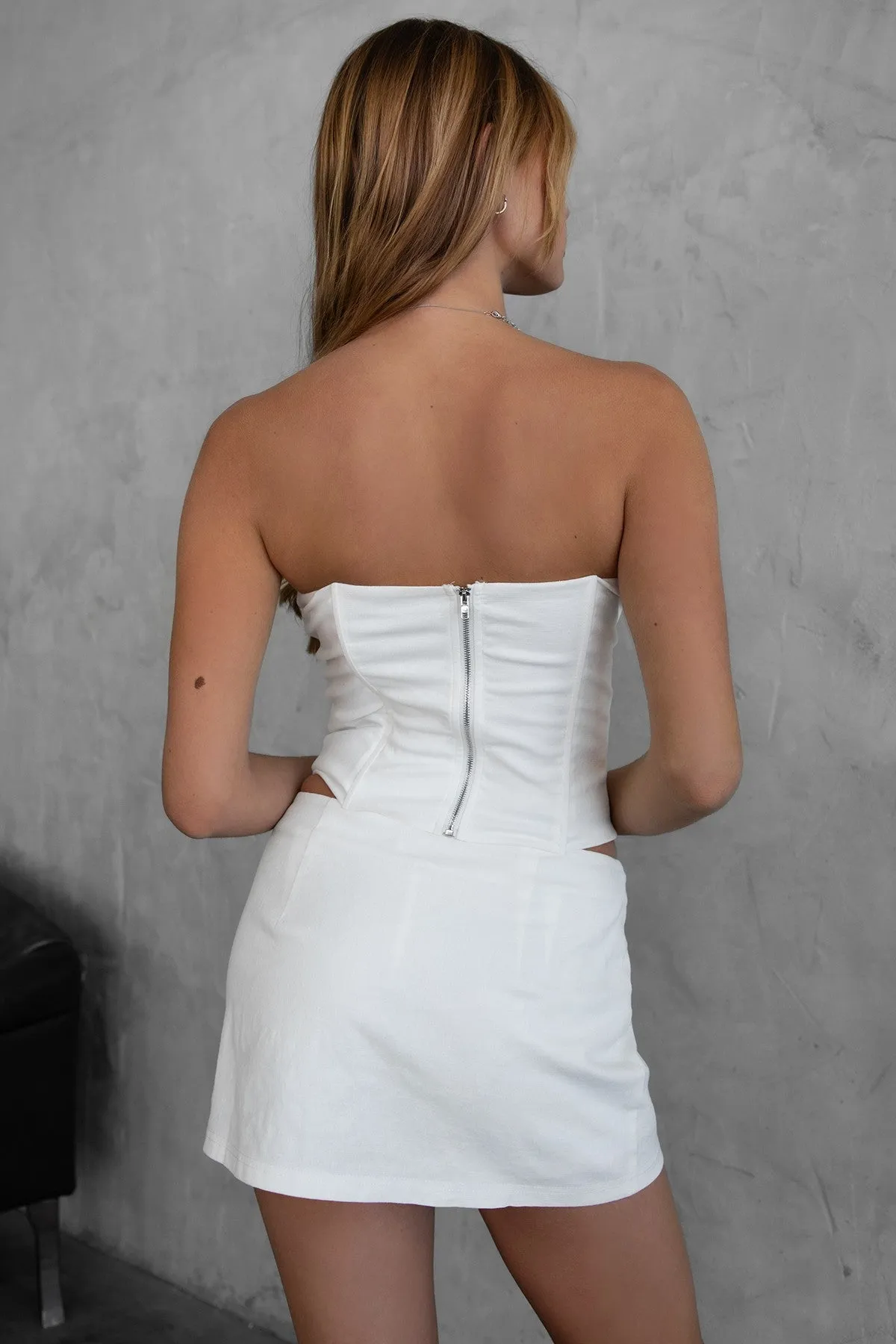 Janice white stretch linen corset