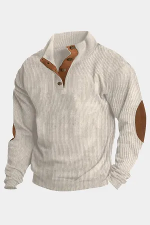 Jax Corduroy Stand Collar Sweatshirt - Apricot
