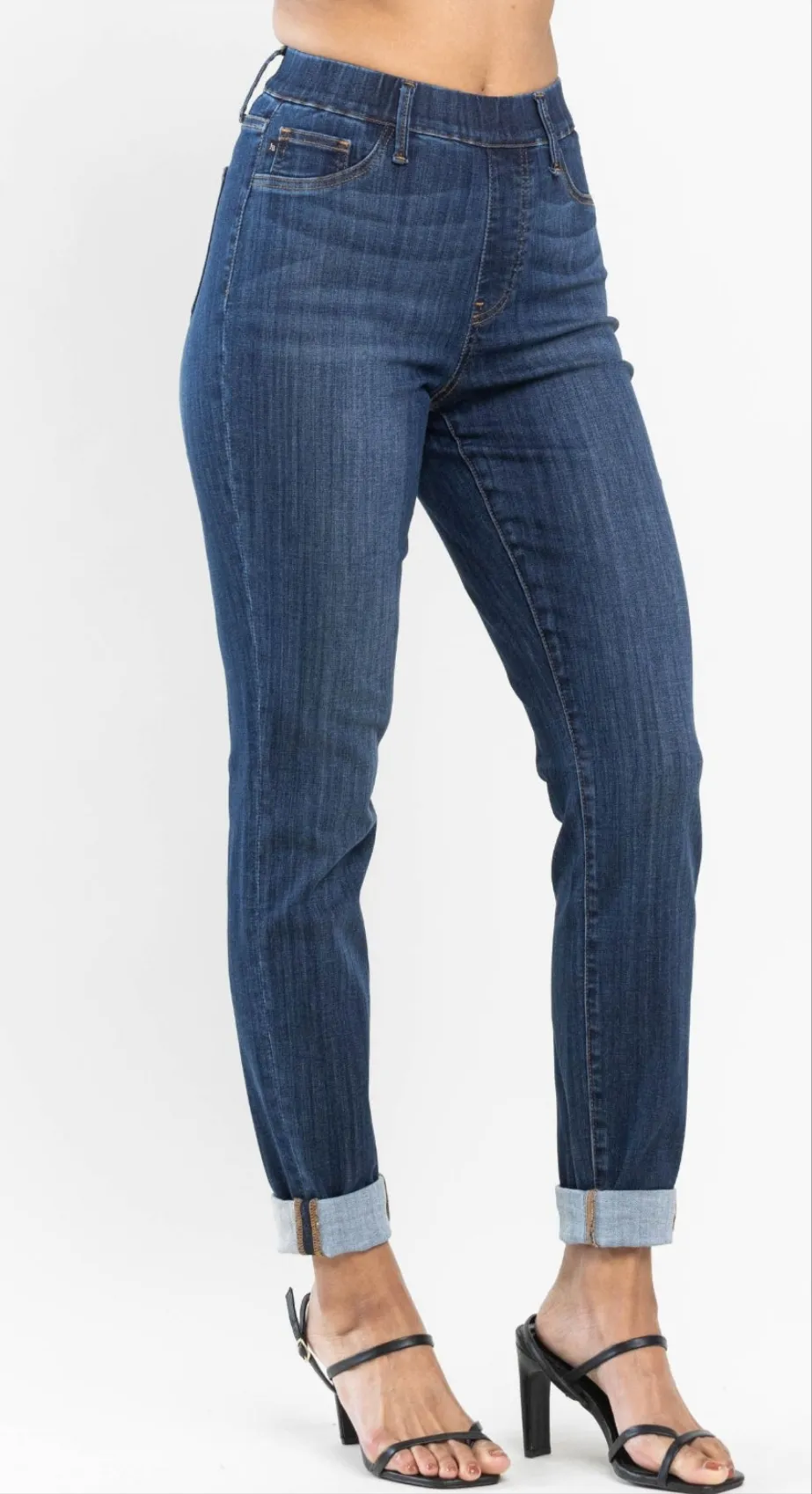 JB High Waist Cuffed Pull On Jeans