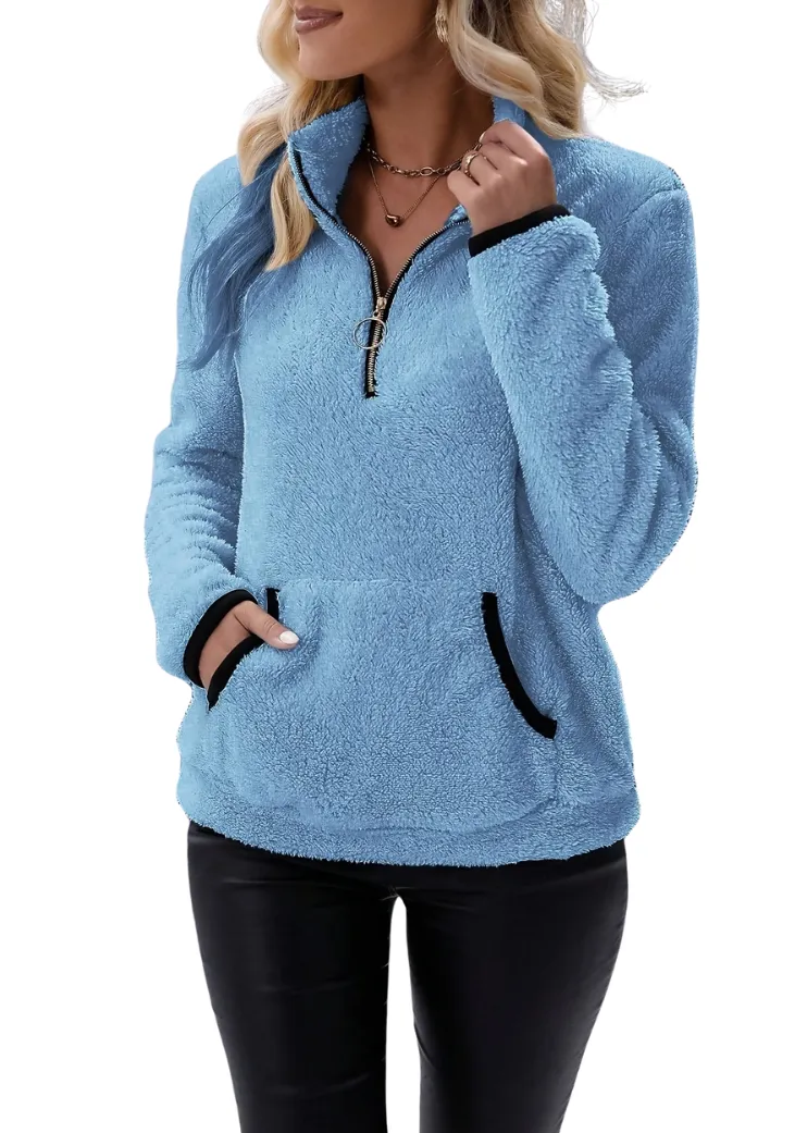 Jocelyne | Fleece sweater with half zipper