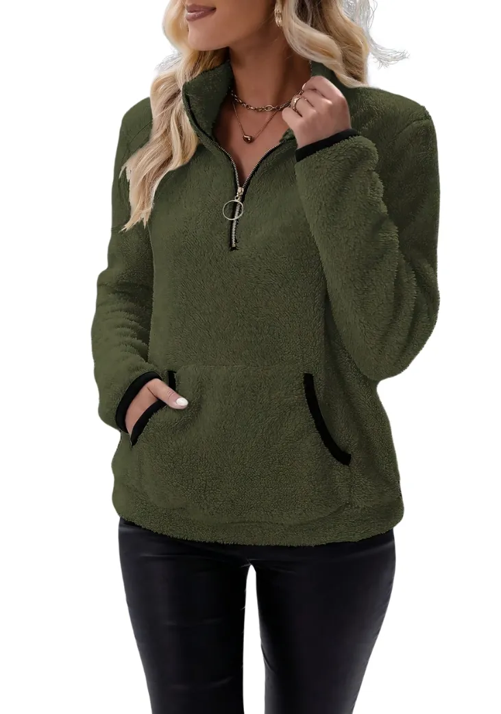 Jocelyne | Fleece sweater with half zipper