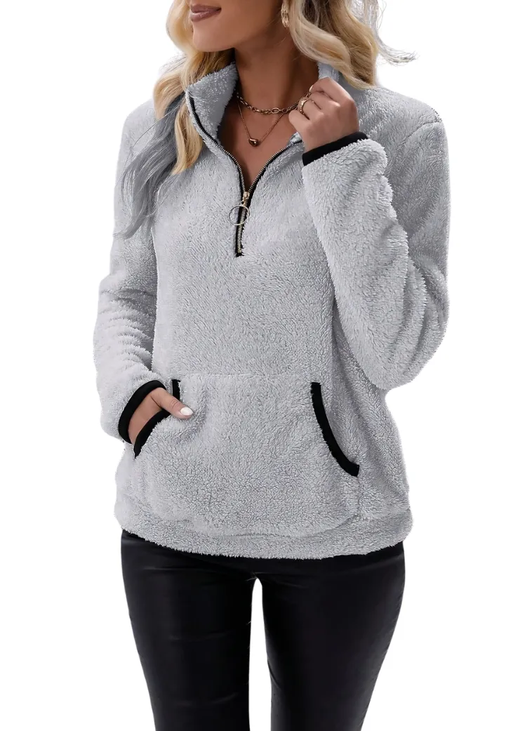 Jocelyne | Fleece sweater with half zipper
