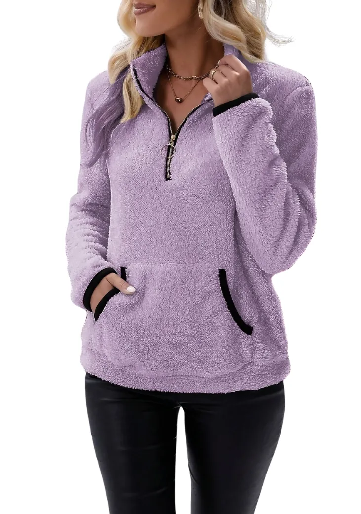 Jocelyne | Fleece sweater with half zipper