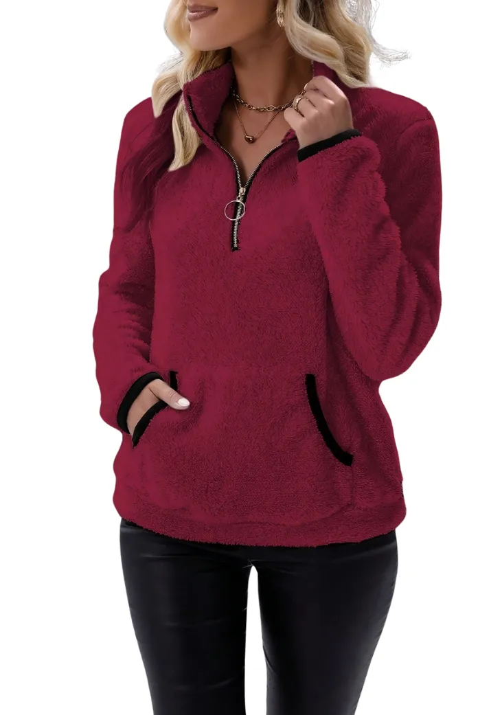 Jocelyne | Fleece sweater with half zipper