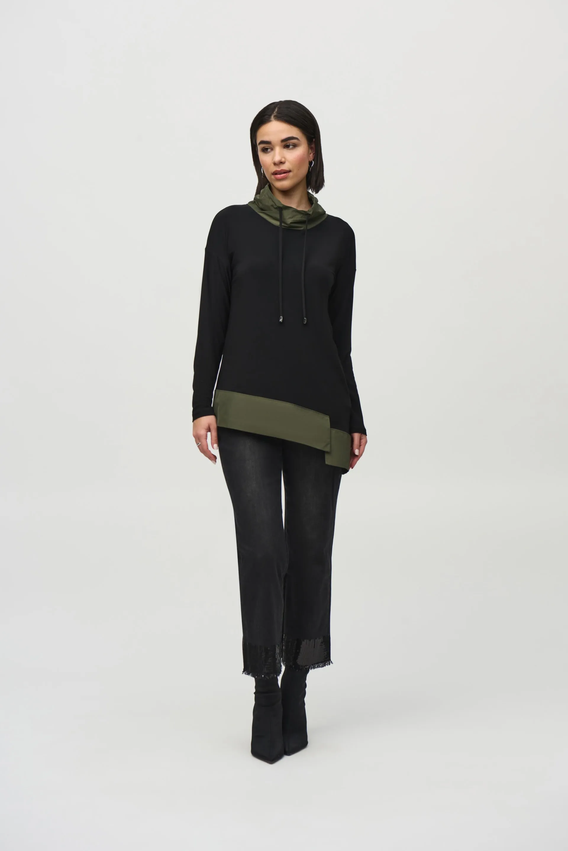 Joseph Ribkoff Black/Iguana Asymmetrical Tunic Style 244234