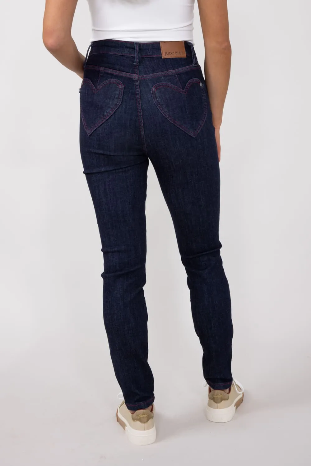 Judy Blue High Rise Dark Wash Heart Pocket Skinny Jeans for Women | 88916REG