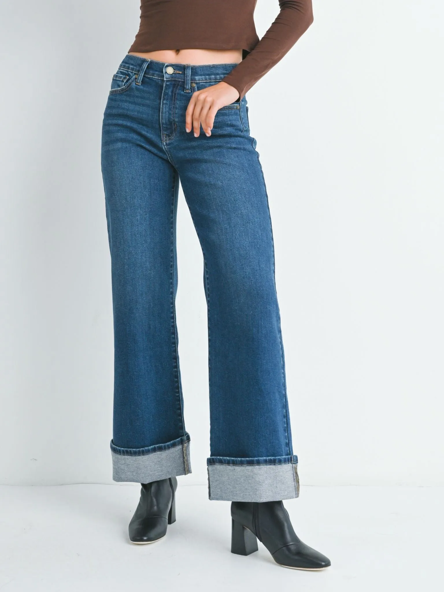 Just Black The Cuffed Palazzo - Dark Denim