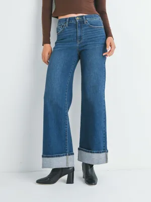 Just Black The Cuffed Palazzo - Dark Denim