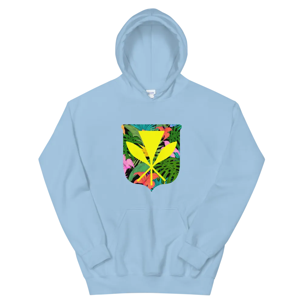 Kanaka Maoli Coat of Arms with Floral Shield *ADULT HOODIE*