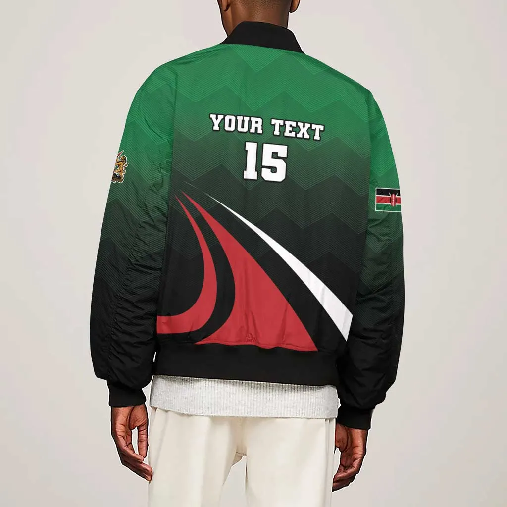 Kenya Rugby Custom Sleeve Zip Bomber Jacket Simbas Mascot - Sporty Style LT15