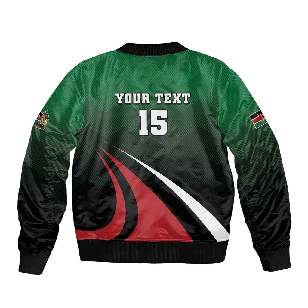 Kenya Rugby Custom Sleeve Zip Bomber Jacket Simbas Mascot - Sporty Style LT15