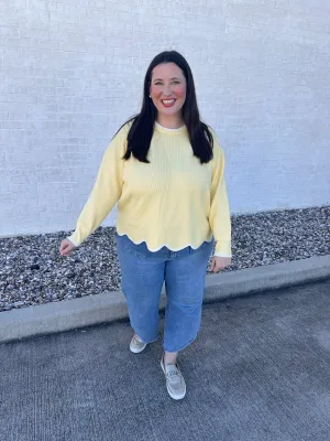 Kenzie Scallop Sweater: Yellow