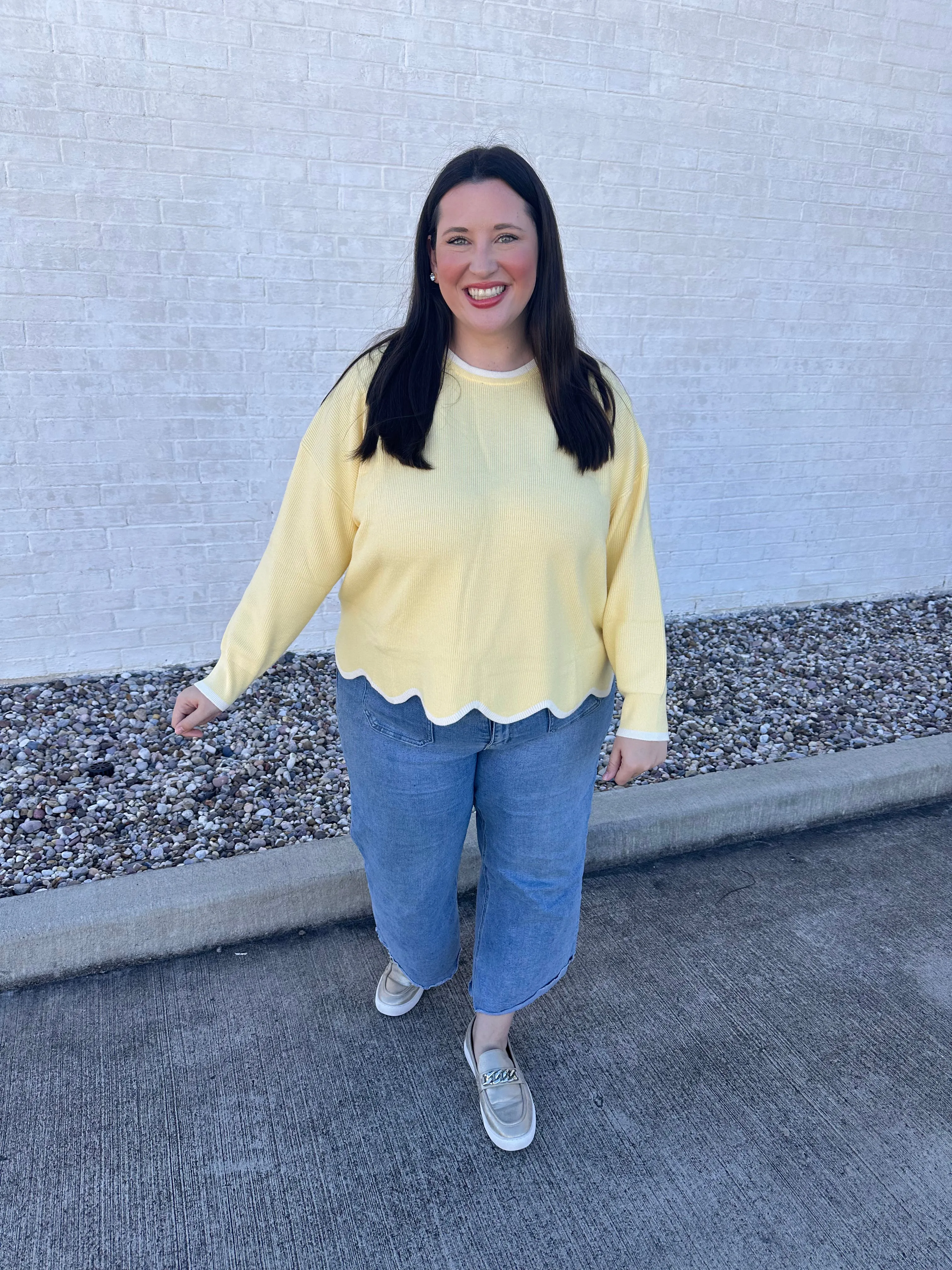 Kenzie Scallop Sweater: Yellow