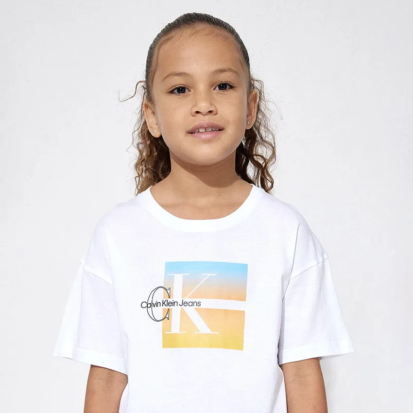 Kids Summer Gradient Graphic T-Shirt - White