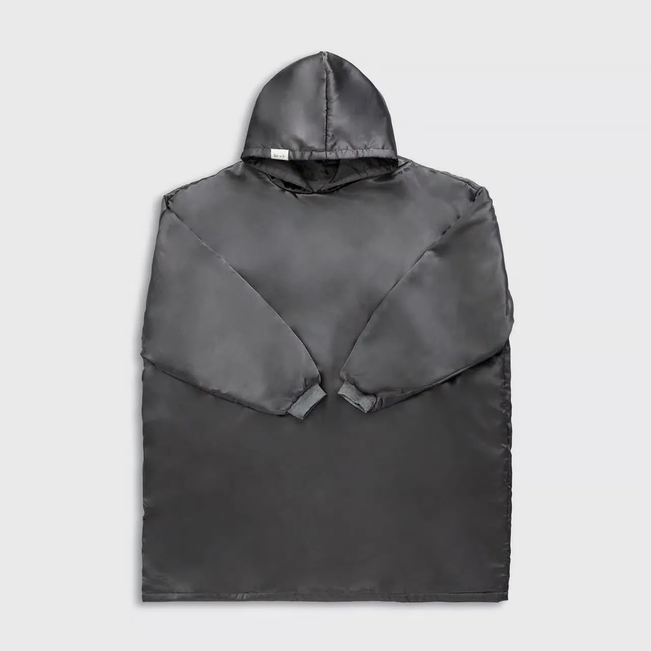 Kitsch Glazey Satin Hoodie in Charcoal