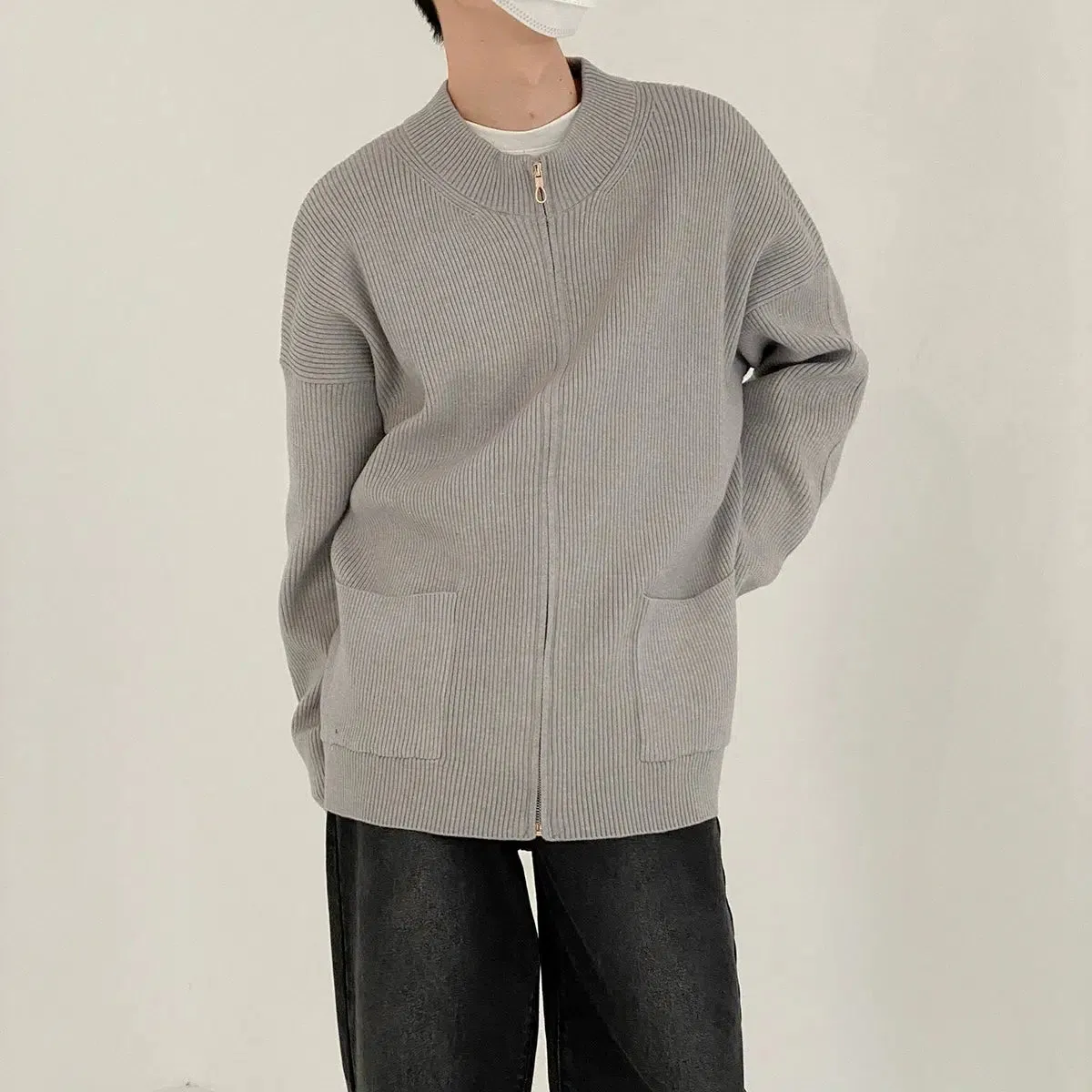Knitted Cardigan Sweater With Zipper