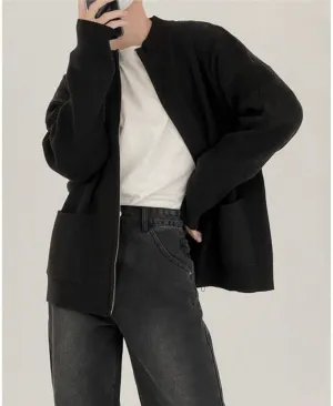 Knitted Cardigan Sweater With Zipper