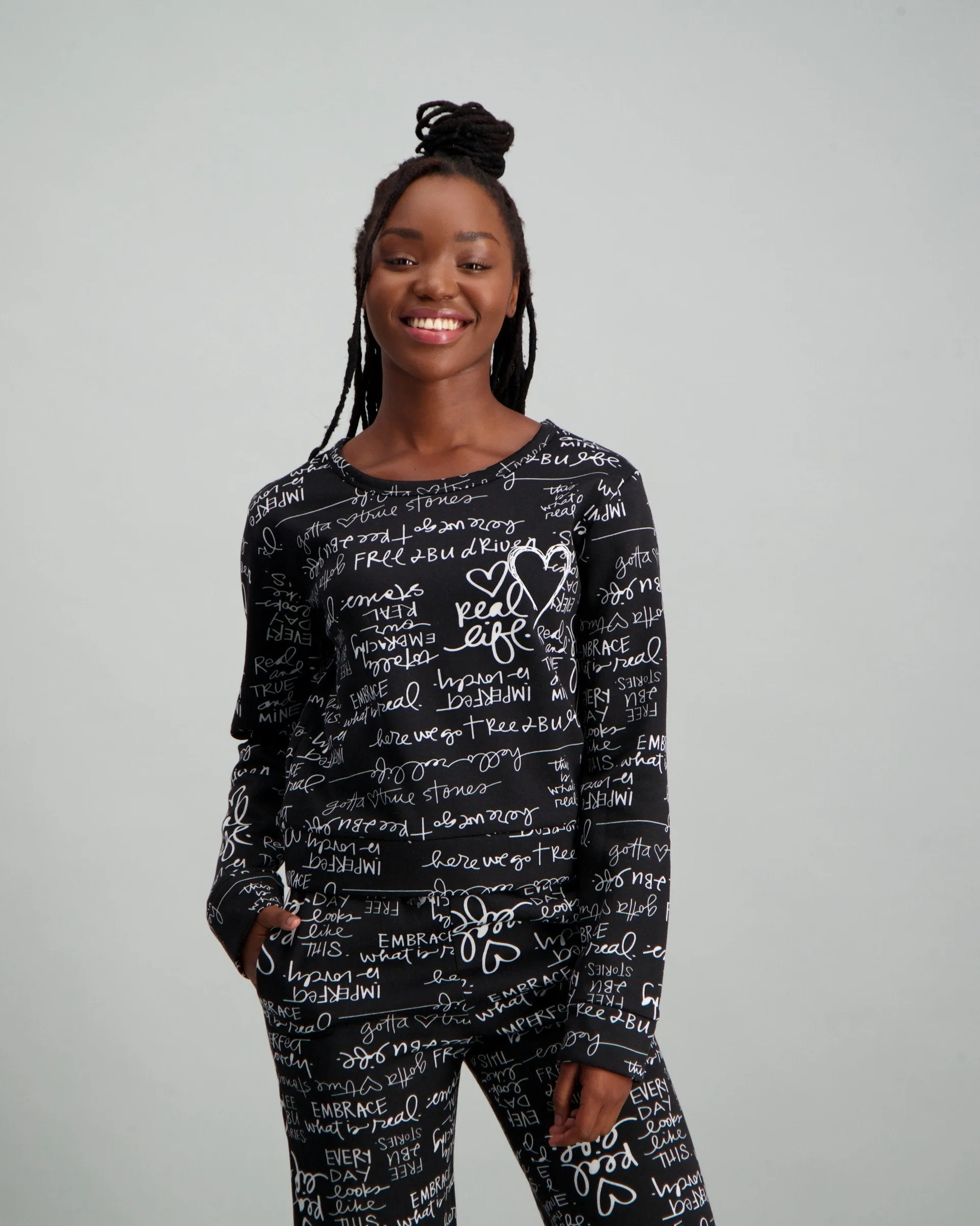 Ladies Cropped Sweat Top - Black